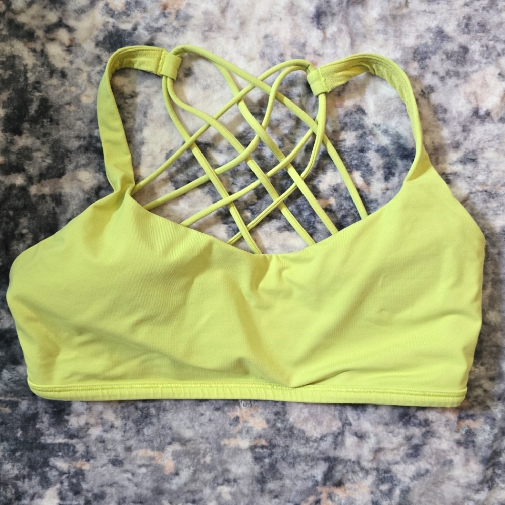 Lululemon Strappy Crisscross Sports Bra With Pads, Pale Yellow, Women's Size 10